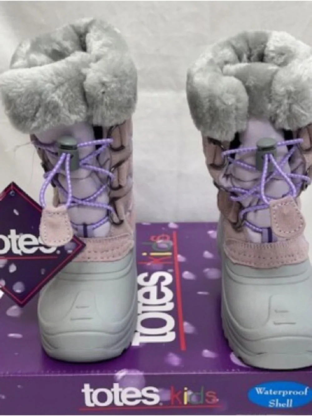 totes Kids Light Purple Faux Fur Snow Boot
